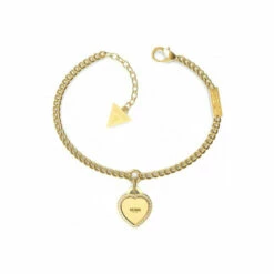 Guess Jewellery Fine Heart Gold Tone Stainless Steel Bracelet - Ubb01422Ygl For Female