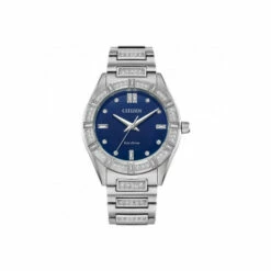 Citizen Eco-Drive Crystals Stainless Steel Classic Watch - Em1020-57L For Female